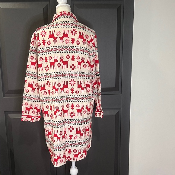Hanna Andersson Dear Deer Holiday Flannel Scandinavian Night Shirt Nightgown M - Picture 2 of 12